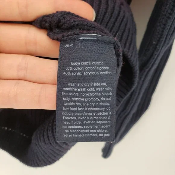 TOMMY HILF. Cate Boat Neck Red Navy Color Block Cable Knit Sweater S - Picture 7 of 10